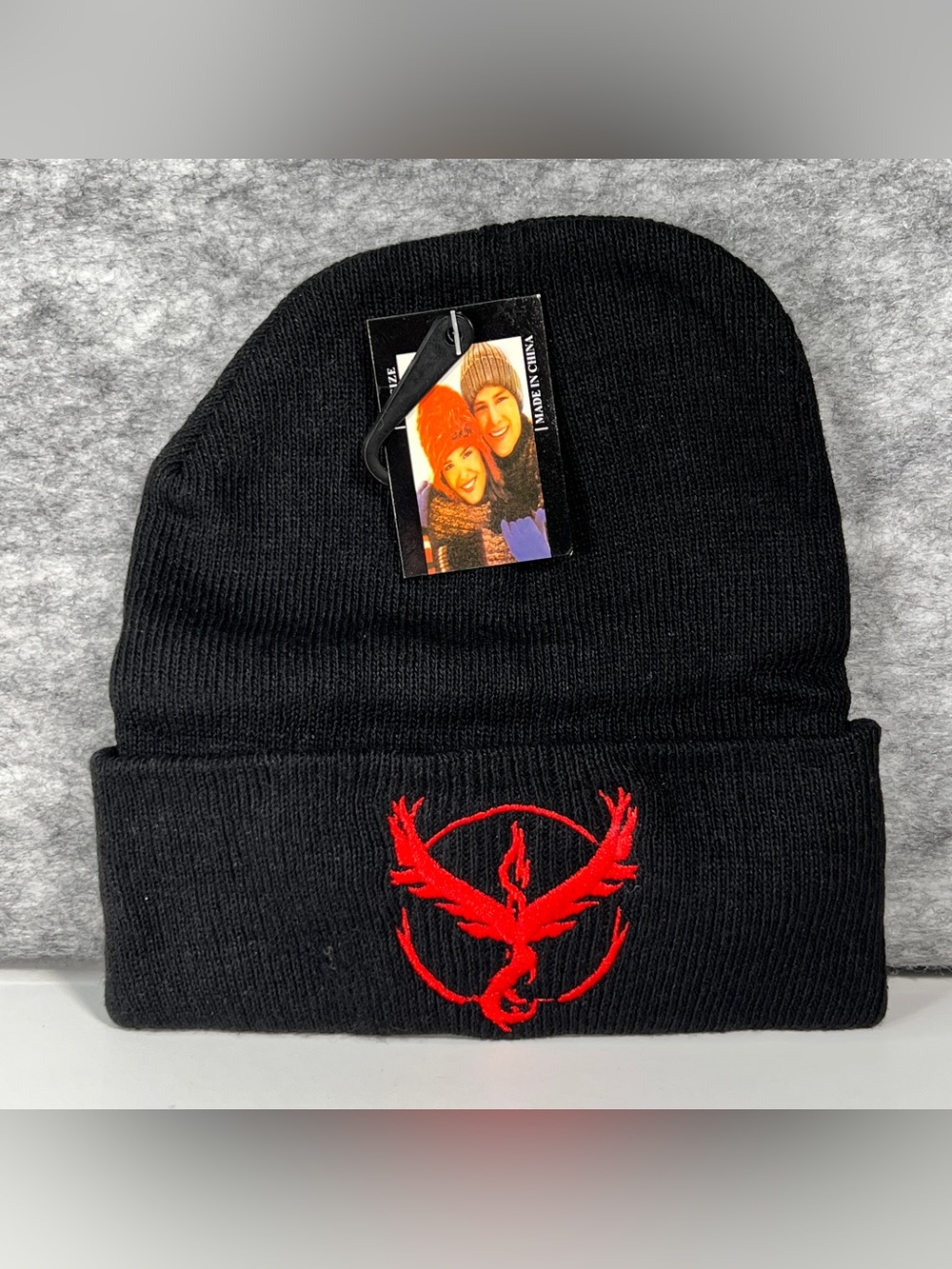 Pokemon Beanie Team Mystic / Valor / Instinct Black Red Embroidered Knit Hat